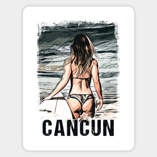 Cancun Mexico ✪ Vintage style poster | Most Beautiful Places on Earth | Surfer Girl Magnet